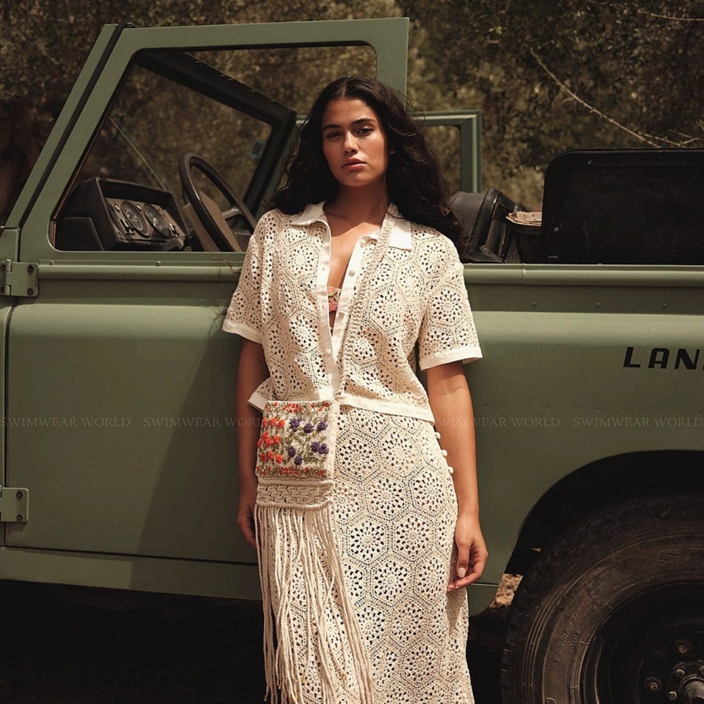 AGUA BENDITA SHELL SHIRT TOVE TOP AND SKIRT CROCHET